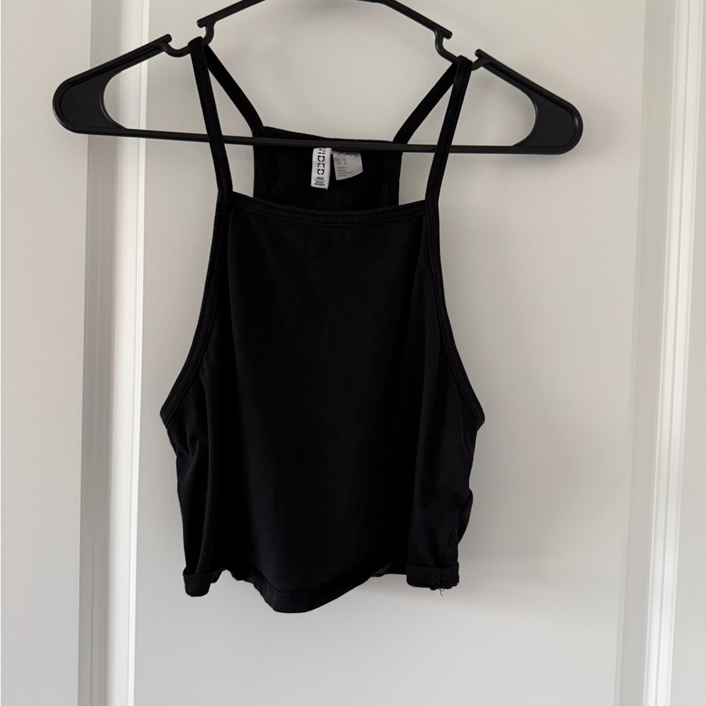 H&M Black Strappy Cropped Tank Top